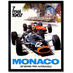 Wee Blue Coo Vintage Transport Monaco 25 Grand Prix Automobile 1967 Race Art Print Framed Poster Wall Decor 12X16 Inch Wee Blue Coo Vintage Transport Monaco 25 Grand Prix Automobile 1967 Race Art Print Framed Poster Wall Decor 12X16 Inch