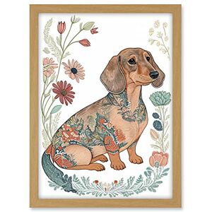 Artery8 Dachshund Shorthaired Dog with Ornate Floral Patterns Colourful Colour Pencil Illustration Artwork Framed A3 Wall Art Print Artery8 Dachshund Shorthaired Dog with Ornate Floral Patterns Colourful Colour Pencil Illustration Artwork Framed A3 Wall Art Print