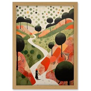 Artery8 Walk on the Countryside Hill Path Folk Art Oil Painting Red Orange Green Abstract Landscape Artwork Framed A3 Wall Art Print Artery8 Walk on the Countryside Hill Path Folk Art Oil Painting Red Orange Green Abstract Landscape Artwork Framed A3 Wall Art Print