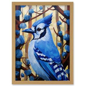 Artery8 Blue Jay Geometric Artwork Wild Bird Perched on Tree Polygonal Forest Landscape Artwork Framed Wall Art Print A4 Artery8 Blue Jay Geometric Artwork Wild Bird Perched on Tree Polygonal Forest Landscape Artwork Framed Wall Art Print A4