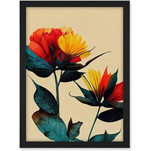 Wee Blue Coo Botanical Bold Flowering Yellow Red Teal Artwork Framed A3 Wall Art Print Wee Blue Coo Botanical Bold Flowering Yellow Red Teal Artwork Framed A3 Wall Art Print