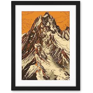 Artery8 K2 Mountain Peak Summit Climbers White and Orange Artwork Framed Wall Art Print 18X24 Inch Artery8 K2 Mountain Peak Summit Climbers White and Orange Artwork Framed Wall Art Print 18X24 Inch