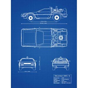Artery8 DeLorean DMC-13 Future Time Travel Car Blueprint Plan Premium Wall Art Canvas Print 18X24 Inch Artery8 DeLorean DMC-13 Future Time Travel Car Blueprint Plan Premium Wall Art Canvas Print 18X24 Inch