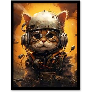 Artery8 Captain Chuckles Steampunk Cat Cute Fun Artwork Framed Wall Art Print A4 Artery8 Captain Chuckles Steampunk Cat Cute Fun Artwork Framed Wall Art Print A4