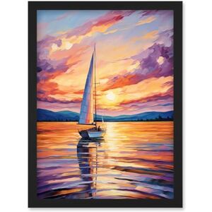 Artery8 Sunset Sailing Vibrant Oil Painting Orange Purple Blue Bathroom Artwork Sail Boat Seascape Artwork Framed Wall Art Print A4 Artery8 Sunset Sailing Vibrant Oil Painting Orange Purple Blue Bathroom Artwork Sail Boat Seascape Artwork Framed Wall Art Print A4