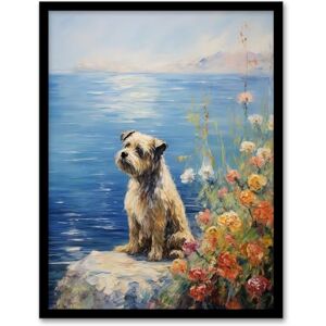 Artery8 Border Terrier On Coastal Cliff Claude Monet Style Dog Oil Painting Artwork Framed Wall Art Print 18X24 Inch Artery8 Border Terrier On Coastal Cliff Claude Monet Style Dog Oil Painting Artwork Framed Wall Art Print 18X24 Inch