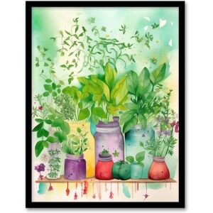 Wee Blue Coo The Herb Shelf Folk Art Watercolour Painting Bright Kitchen Artwork Fresh Herb Plant Pots Artwork Framed Wall Art Print A4 Wee Blue Coo The Herb Shelf Folk Art Watercolour Painting Bright Kitchen Artwork Fresh Herb Plant Pots Artwork Framed Wall Art Print A4