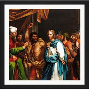 Fine Art Prints Madrazo Agudo Jesus House Annas Biblical Painting Square Wooden Framed Wall Art Print Picture 16X16 Inch Fine Art Prints Madrazo Agudo Jesus House Annas Biblical Painting Square Wooden Framed Wall Art Print Picture 16X16 Inch