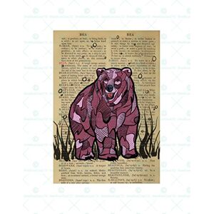 Wee Blue Coo Upcycle Dictionary Bear Animal Drawing Wall Art Print Wee Blue Coo Upcycle Dictionary Bear Animal Drawing Wall Art Print