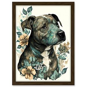 Artery8 Black Staffordshire Bull Terrier and Flowers Detailed Coloured Pencil Portrait Illustration Artwork Framed A3 Wall Art Print Artery8 Black Staffordshire Bull Terrier and Flowers Detailed Coloured Pencil Portrait Illustration Artwork Framed A3 Wall Art Print