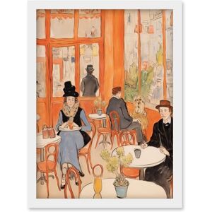 Artery8 A Bustling Parisian Cafe in the Style of Toulouse Lautrec Paris French Orange Artwork Framed Wall Art Print A4 Artery8 A Bustling Parisian Cafe in the Style of Toulouse Lautrec Paris French Orange Artwork Framed Wall Art Print A4