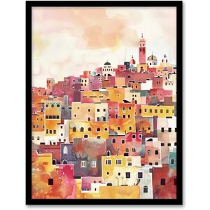 Artery8 Morocco Skyline Colourful Watercolour Cityscape Living Room Artwork Framed Wall Art Print A4 Artery8 Morocco Skyline Colourful Watercolour Cityscape Living Room Artwork Framed Wall Art Print A4