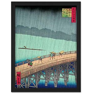 Wee Blue Coo Utagawa Hiroshige Shower Shin Ohashi Bridge Artwork Framed Wall Art Print 18X24 Inch Wee Blue Coo Utagawa Hiroshige Shower Shin Ohashi Bridge Artwork Framed Wall Art Print 18X24 Inch