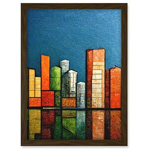 Doppelganger33 LTD Abstract Modern Cityscape Reflections Orange Blue Yellow Artwork Framed A3 Wall Art Print Doppelganger33 LTD Abstract Modern Cityscape Reflections Orange Blue Yellow Artwork Framed A3 Wall Art Print