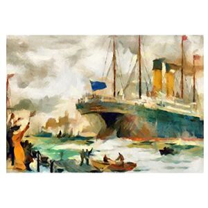 Wee Blue Coo Painting SS Cedric Liverpool Ocean Liner Ship Watercolour Wall Art Print Wee Blue Coo Painting SS Cedric Liverpool Ocean Liner Ship Watercolour Wall Art Print