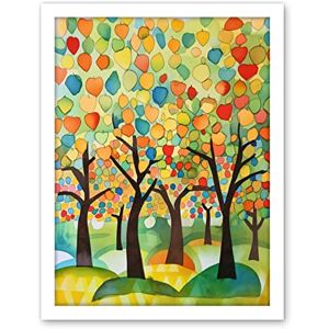 Artery8 Apple Tree Orchard Abstract Folk Art Landscape Watercolour Painting Artwork Framed Wall Art Print 18X24 Inch Artery8 Apple Tree Orchard Abstract Folk Art Landscape Watercolour Painting Artwork Framed Wall Art Print 18X24 Inch