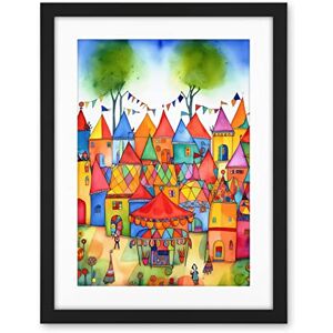 Artery8 English Village Fete Fair Folk Art Artwork Framed Wall Art Print 18X24 Inch Artery8 English Village Fete Fair Folk Art Artwork Framed Wall Art Print 18X24 Inch