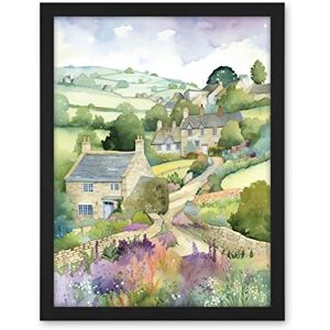 Artery8 Countryside Spring Landscape with Cottages Modern Watercolour Painting Artwork Framed Wall Art Print 18X24 Inch Artery8 Countryside Spring Landscape with Cottages Modern Watercolour Painting Artwork Framed Wall Art Print 18X24 Inch