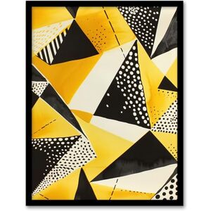 Artery8 Abstract Black Yellow Triangle Dots Pattern Living Room Artwork Framed Wall Art Print A4 Artery8 Abstract Black Yellow Triangle Dots Pattern Living Room Artwork Framed Wall Art Print A4