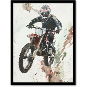 Artery8 Motocross Racer Sport Action Shot Watercolour Man Cave Artwork Framed Wall Art Print 18X24 Inch Artery8 Motocross Racer Sport Action Shot Watercolour Man Cave Artwork Framed Wall Art Print 18X24 Inch