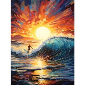 Artery8 Sunset Surf Waves Surfing Artwork Vibrant Blue Purple Orange Setting Sun Behind Surfer in Wavy Seascape Extra Large XL Wall Art Poster Print Artery8 Sunset Surf Waves Surfing Artwork Vibrant Blue Purple Orange Setting Sun Behind Surfer in Wavy Seascape Extra Large XL Wall Art Poster Print