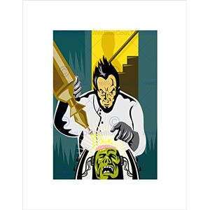 Wee Blue Coo Cartoon Mad Scientist Doctor Frankenstein Monster Brain Wall Art Print Wee Blue Coo Cartoon Mad Scientist Doctor Frankenstein Monster Brain Wall Art Print