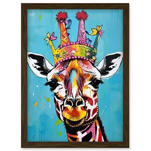 Artery8 Giraffe Wearing Princess Crown Modern Folk Art Artwork Framed Wall Art Print A4 Artery8 Giraffe Wearing Princess Crown Modern Folk Art Artwork Framed Wall Art Print A4