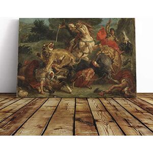Big Box Art Eugene Delacroix Lion Hunt Canvas Print Gallery Wrapped 30mm Frame Wall Art 20x14 inches Ready to Hang Modern Animals Picture Living Room Bedroom Lounge Office Big Box Art Eugene Delacroix Lion Hunt Canvas Print Gallery Wrapped 30mm Frame Wall Art 20x14 inches Ready to Hang Modern Animals Picture Living Room Bedroom Lounge Office