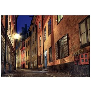 Wee Blue Coo Photo Cobblestone Street Night Stockholm Sweden Wall Art Print Wee Blue Coo Photo Cobblestone Street Night Stockholm Sweden Wall Art Print
