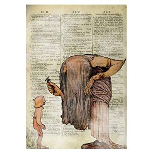 Wee Blue Coo Upcycle Dictionary John Bauer Giant Wall Art Print Wee Blue Coo Upcycle Dictionary John Bauer Giant Wall Art Print