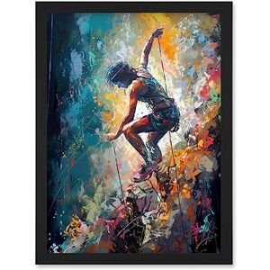 Artery8 Rock Climber Multicoloured Mountain Cliff Descent Artwork Framed Wall Art Print A4 Artery8 Rock Climber Multicoloured Mountain Cliff Descent Artwork Framed Wall Art Print A4
