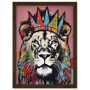 Artery8 - Lion with Crown King of the Jungle - A4 - Wall Art Artery8 - Lion with Crown King of the Jungle - A4 - Wall Art