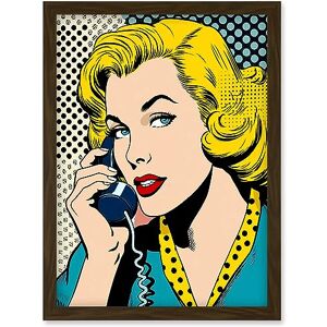 Artery8 Halftone Hello Comic Book Style 1950s Woman Telephone Bright Polka Dot Pattern Artwork Framed Wall Art Print A4 Artery8 Halftone Hello Comic Book Style 1950s Woman Telephone Bright Polka Dot Pattern Artwork Framed Wall Art Print A4