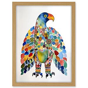 Artery8 Bald Eagle Multicolour Pattern Portrait Folk Art Watercolour Painting Artwork Framed A3 Wall Art Print Artery8 Bald Eagle Multicolour Pattern Portrait Folk Art Watercolour Painting Artwork Framed A3 Wall Art Print