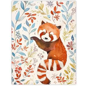 Artery8 Cute Red Panda in Botanical Pastel Colour Pattern Living Room Extra Large XL Wall Art Poster Print Artery8 Cute Red Panda in Botanical Pastel Colour Pattern Living Room Extra Large XL Wall Art Poster Print