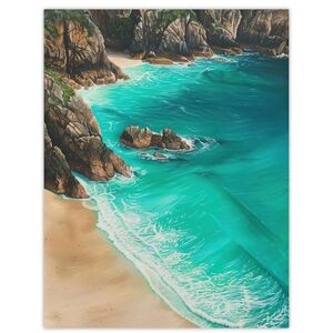 Artery8 Porthcurno Beach Cliffs Aerial View Landscape Living Room Large Wall Art Poster Print Thick Paper 18X24 Inch Artery8 Porthcurno Beach Cliffs Aerial View Landscape Living Room Large Wall Art Poster Print Thick Paper 18X24 Inch