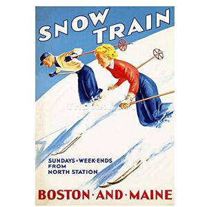 Wee Blue Coo Winter Sport Train Boston Maine Skiing Skis Picture Wall Art Print Wee Blue Coo Winter Sport Train Boston Maine Skiing Skis Picture Wall Art Print