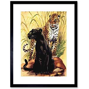Wee Blue Coo PAINTING ANIMAL LEOPARD BLACK SPOTTED CAT JUNGLE FRAMED ART PRINT MOUNT B12X7201 Wee Blue Coo PAINTING ANIMAL LEOPARD BLACK SPOTTED CAT JUNGLE FRAMED ART PRINT MOUNT B12X7201