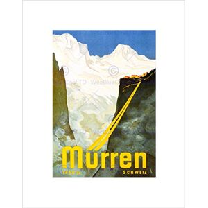 Wee Blue Coo Travel Murren Switzerland Snow Mountain Alpine Resort Ski Wall Art Print Wee Blue Coo Travel Murren Switzerland Snow Mountain Alpine Resort Ski Wall Art Print