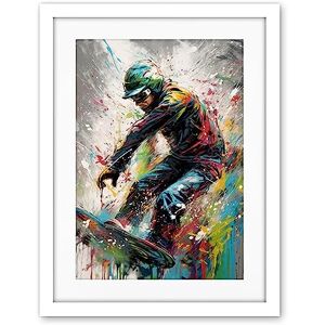 Artery8 Snowboarding Extreme Sport Athlete Paint Splat Artwork Framed Wall Art Print 18X24 Inch Artery8 Snowboarding Extreme Sport Athlete Paint Splat Artwork Framed Wall Art Print 18X24 Inch