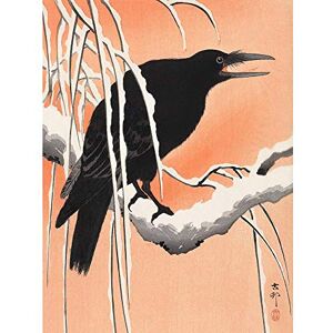 Wee Blue Coo Crow Snowy Branch Ohara Koson Art Print Poster Wall Decor 12X16 Inch Wee Blue Coo Crow Snowy Branch Ohara Koson Art Print Poster Wall Decor 12X16 Inch