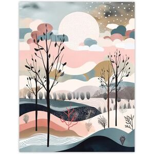 Wee Blue Coo Winter Countryside Landscape Boho Artwork Pink Blue Morning Sun Over Fields Extra Large XL Wall Art Poster Print Wee Blue Coo Winter Countryside Landscape Boho Artwork Pink Blue Morning Sun Over Fields Extra Large XL Wall Art Poster Print