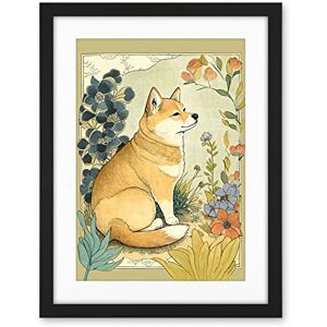 Artery8 Shiba Inu Dog in Flower Field Modern Pastel Watercolour Illustration Artwork Framed Wall Art Print 18X24 Inch Artery8 Shiba Inu Dog in Flower Field Modern Pastel Watercolour Illustration Artwork Framed Wall Art Print 18X24 Inch