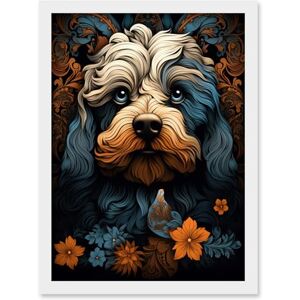 Artery8 Cockapoo Dog with Flower Patterns Art Nouveau Artwork Orange Blue Floral Portrait Design Artwork Framed Wall Art Print A4 Artery8 Cockapoo Dog with Flower Patterns Art Nouveau Artwork Orange Blue Floral Portrait Design Artwork Framed Wall Art Print A4