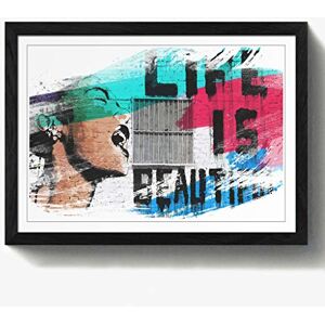 Arty Pie Framed Print Black A2 (24.5x18 Inch) Banksy Life is Beautiful Graffiti Wall Art V2, Wood, Multi-Colour, 60 x 42 x 2 cm Arty Pie Framed Print Black A2 (24.5x18 Inch) Banksy Life is Beautiful Graffiti Wall Art V2, Wood, Multi-Colour, 60 x 42 x 2 cm