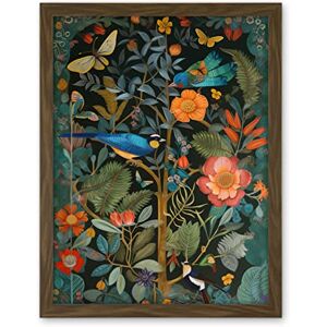 Artery8 Birds and Butterflies Modern Flower Art Nouveau Artwork Framed Wall Art Print 18X24 Inch Artery8 Birds and Butterflies Modern Flower Art Nouveau Artwork Framed Wall Art Print 18X24 Inch