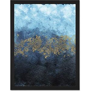Wee Blue Coo Abstract Blue And Gold Watercolour Large Framed Art Print Wall Poster 18x24 inch Wee Blue Coo Abstract Blue And Gold Watercolour Large Framed Art Print Wall Poster 18x24 inch