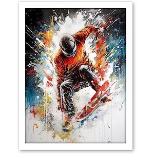 Artery8 Extreme Sports Snowboarding Paint Splat Portrait Artwork Framed Wall Art Print 18X24 Inch Artery8 Extreme Sports Snowboarding Paint Splat Portrait Artwork Framed Wall Art Print 18X24 Inch