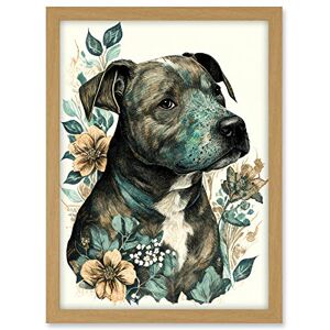 Artery8 Black Staffordshire Bull Terrier and Flowers Detailed Coloured Pencil Portrait Illustration Artwork Framed A3 Wall Art Print Artery8 Black Staffordshire Bull Terrier and Flowers Detailed Coloured Pencil Portrait Illustration Artwork Framed A3 Wall Art Print