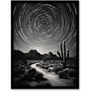 Artery8 Moon And Star Time Lapse Trails Stars Tracing Their Journey Across The Sky Desert Cactus Artwork Framed Wall Art Print 18X24 Inch Artery8 Moon And Star Time Lapse Trails Stars Tracing Their Journey Across The Sky Desert Cactus Artwork Framed Wall Art Print 18X24 Inch